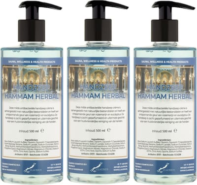 Handzeep Hammam Herbal 500 ml - met gratis pompje - set van 3 stuks