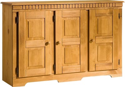 Lisa Dressoir met 3 Deuren en Verstelbare Legplanken - Massief Grenenhout - 122 cm