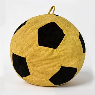 Voetbal Zitzak - Lounge Stoel - Traagschuim Vulling - Flanel - Voor Volwassenen en Tieners - Geel/Zwart