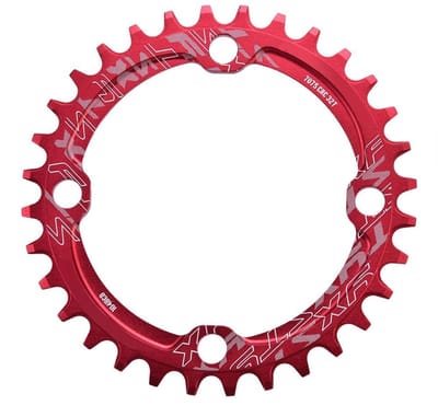 Allecto - Mountainbike kettingblad set - 32/34/36/38 T - Ultieme kettingretentie - Rood - Lichtgewicht en sterk - Geschikt voor mountainbikes - Sta...