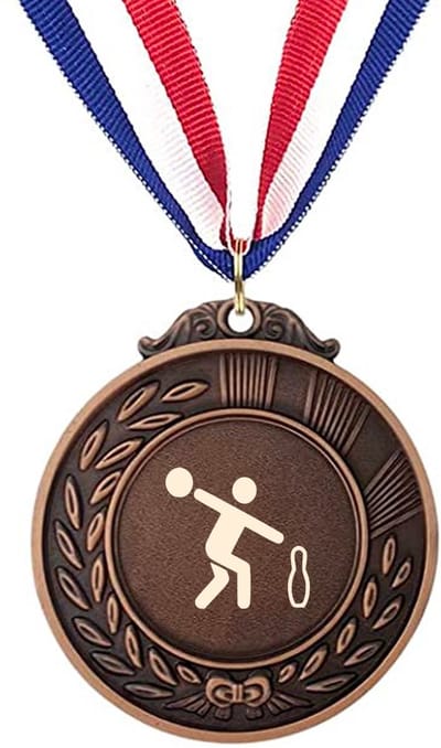Akyol - bowlen medaille bronskleuring - Bowlen - sporters - inclusief kaart - sport cadeau - sporten - leuk kado voor je sporter om te geven