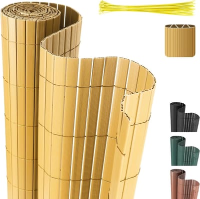 Privacy Scherm - Inkijkbescherming Bamboe PVC - Balkon en Tuin - UV-bestendig en Onderhoudsvriendelijk - 1 x 9 meter - Bamboe