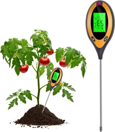 Digitale Grondmeter - Bodem Tester - Planten Verzorgen - 4-in-1 Meting - 32 cm - Zwart