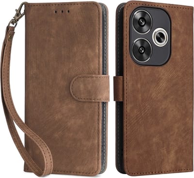 Coverup Hoesje - Geschikt voor Xiaomi Poco F6 Hoesje - Coverup Book Case met Koord - Bruin