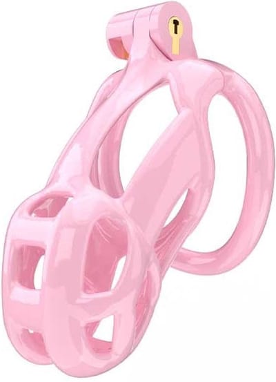 Peniskooi Roze - Cock cage - Chastity Cage - Kunststof Peniskooi - Kuisheidskooi voor Mannen - Peniskooi met 5 Maten Penisringen - Peniskooi Roze Maat S - Ø3.9 x 8.5 cm