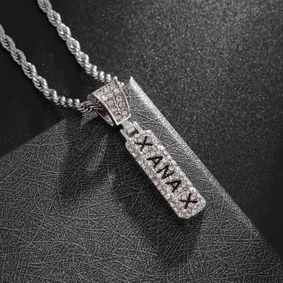 Collier Hip Hop Exagéré Personnalité Européenne et Américaine Tendance pour Homme Plein de Diamants Collier Hip Hop Punk pour Homme gray