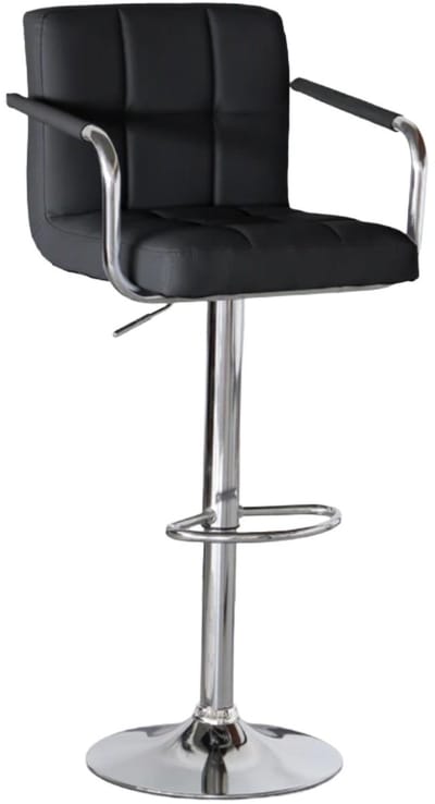 SET DEAL: 4 stuks Barkruk Anel met armleuning: zwart leder barstoel
