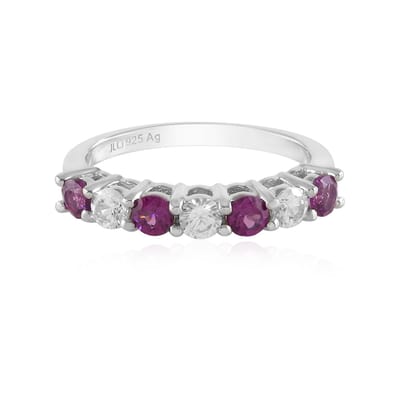 Cavill - Rhodoliet Ring 0,53 ct & Zirkonia 0,42 ct - 925 Sterling Zilver Rhodium Verguld - Filigrain Modern Elegant - Luxe Edelsteen Sieraad