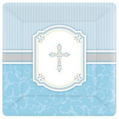 Wegwerpbordjes blessings blue 26cm - 8st