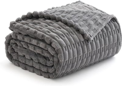 Warme fleece plaid en corduroy deken voor bed en bank - Donkergrijs 60 x 80 inch