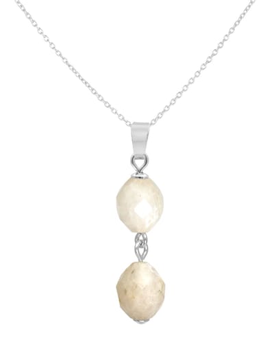 ARLIZI 2456 Ketting wit beige jade kralen hanger - sterling zilver - 44 cm
