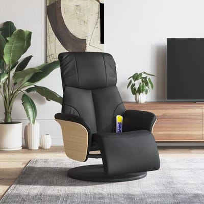 vidaXL - Massagestoel - verstelbaar - met - voetensteun - kunstleer - zwart