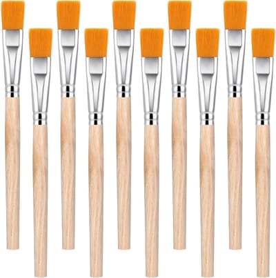10 Stuks Kleine Kwasten voor Creatief Schilderen, Mini Platte Kwasten voor Kinderen, Geschikt voor Waterverf, Olieverf en Acrylschilderkunst