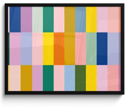 Poster in lijst - Fotolijst 80x60 cm - Posters - Stroken - Blauw - Patroon - Abstract - Posterlijst zwart - Decoratie - Wanddecoratie woonkamer - Muurdecoratie slaapkamer