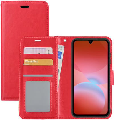 Hoesje - Met Pasjeshouder - Geschikt voor Samsung Galaxy A26 - Luxe Bookcase Portemonee - Flip Case - Kunstleer Book Case - Flipcase - Book Cover - Walletcase - Portemonneehoes - Rood
