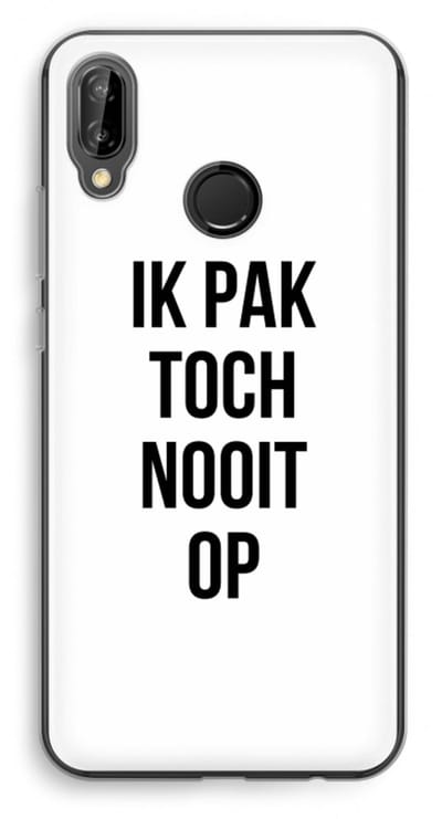 Case Company® - Hoesje geschikt voor Huawei P20 Lite hoesje - Ik pak nooit op - Soft Cover Telefoonhoesje - Bescherming aan alle Kanten en Schermrand