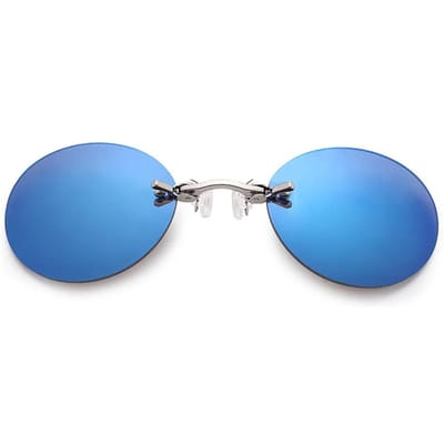 Clip-on zonnebril voor heren, ronde vorm, randloos, Matrix Morpheus zonnebril, mini frameloze klassieke herenbril met UV400-bescherming.