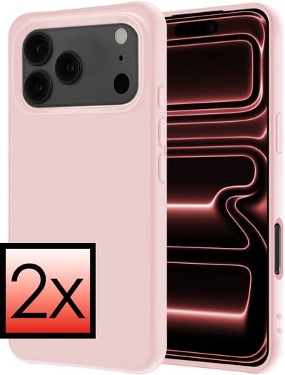 Hoesje - 2 Stuks - Geschikt voor Apple iPhone 17 Pro - Sterk & Shockproof - Case Siliconen - Back Cover - Telefoon Hoes - Lichtroze