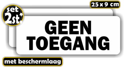Jerma - Geen toegang - Deur - Stickers - set 2 stuks - 25 x 9 cm - Zelfklevend - Krasbestendig