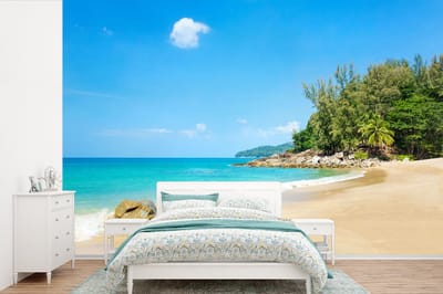 Behang - Fotobehang Strand - Zee - Planten - Tropical - Breedte 330 cm x hoogte 220 cm