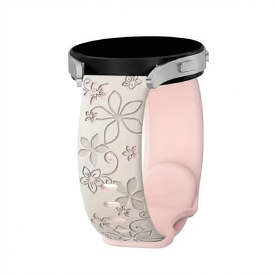 Sterrenlicht roze silicone horloge band dames geschikt voor 22mm Geschikt voor serie samsung galaxy watch 3 (45 mm) / Galaxy Watch 46 mm horloge – bloemen patroon horlogeband – two tone floral engraved design