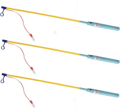 Tender Toys Lampionstokje - 3x - blauw - met LED lichtje - 50 cm - Sint Maarten lopen - Lampionnentocht