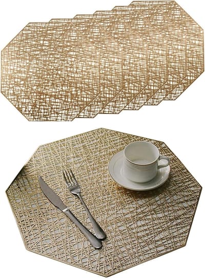 Elegante Geïsoleerde Tafelmatten in Octagonvorm - 6 Stuks - Luxe, Warmtebestendig en Stijlvol Design