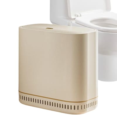Kleine Prullenbak - Afvalmand Deksel - Geurbestrijding Thuis - Automatische Sluiting - 28x15x29cm - Beige