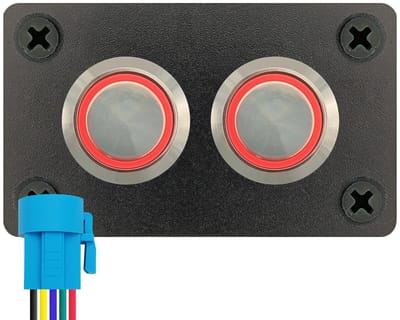 ProRide Metalen drukschakelaars in Tweevoudig inbouwpaneel 220V ON-OFF - 19mm - IP67 - LED indicatie Rood