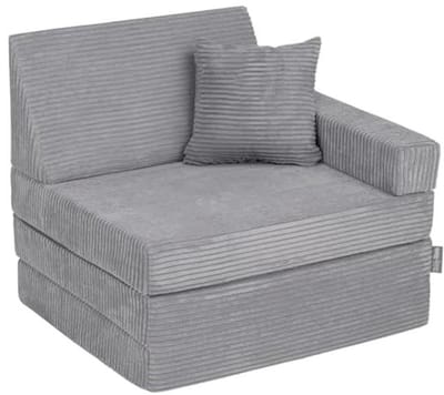 Vouwbare Kinderstoel met Kussen en Matras - Comfortabele Relaxstoel in Donkergrijs