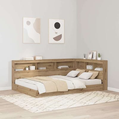vidaXL - Opberghoofdbord - met - plank - Artisan - Eiken - 207,5 - x - 137,5 - x - 76,5 - cm