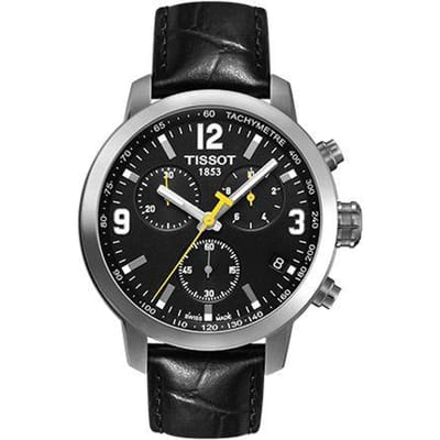 Tissot Prc 200 Kwarts Uurwerk 200m Waterbestendig Horloge 42mm Zwarte Wijzerplaat Roestvrijstalen Kast Leren Band Herenhorloges Zilver T055.417.16.057.00 Regular Watch Box,Black Dial black