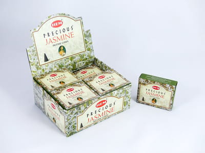 HEM Wierook Kegels / Cones - Jasmijn / Jasmine (Precious) - Voordeelbox (12 Pakjes / 120 Kegels)