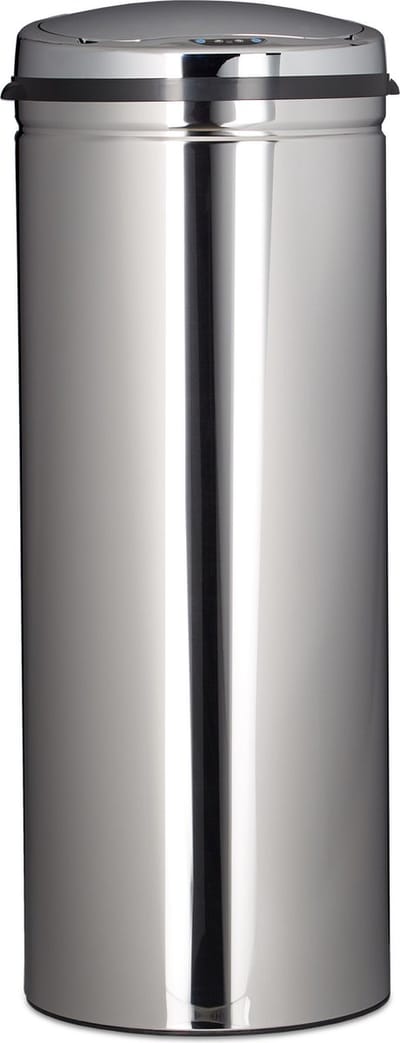 prullenbak - 50 l - sensor - automatische deksel - rvs - rond - 80 x 30 cm - keuken