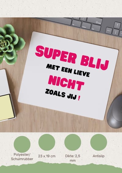 Akyol - super blij met een lieve nicht zoals jij Muismat - Nicht - de liefste nicht - verjaardag - cadeautje voor nicht - nicht artikelen - kado - geschenk - 23 bij 19 cm