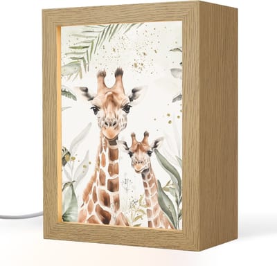 Nachtlampje 15x20 cm - Kinder lampje - Giraffe - Natuur - Kinderen - Dieren - Tafellamp kinderkamer - Slaapkamer lamp - Bedlamp kinderen - Kinderlampje stopcontact - Wandlamp babykamer - Nachtlampjes