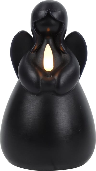 Countryfield LED kaars engel - zwart - H14,5 cm - wax kaars op batterijen - kaarsen - kerst thema - kerstkaarsen
