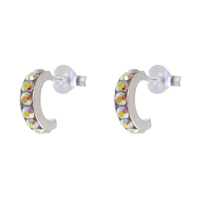 Behave – Oorbellen – 925 Sterling Zilveren Kleine Oorring met multi Bruin Kristal steentjes