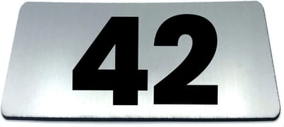 Nummerplaatje 42 - 80 x 50 x 1,6 mm - RVS-look geborsteld - Incl. 3M-tape | Nummerbordje - Deur en kamernummer - brievenbusnummers - Gratis verzending - 5 jaar garantie | Gratis Verzending