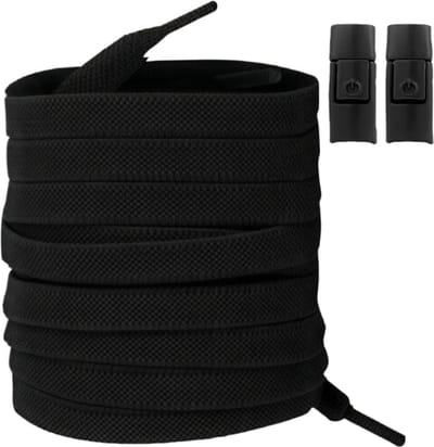 Zonder Banden Elastische Veters – Geen Stropdas – Zwart – Druk Lock Schoenveters – Sneaker Veters voor Kids en Volwassenen – 8MM Verbrede Platte Schoenveters
