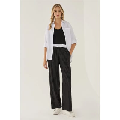 Elastische Taille Gestreepte Broek