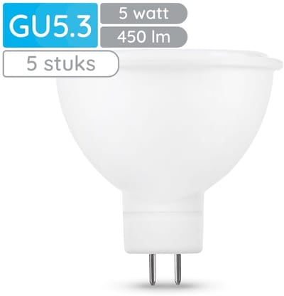Modee GU5.3 LED Lamp 5W - 450lm - 4000K - Neutraal Wit - LED Spot MR16 - Vervangt 35W Halogeen Gloeilamp - 5 stuk