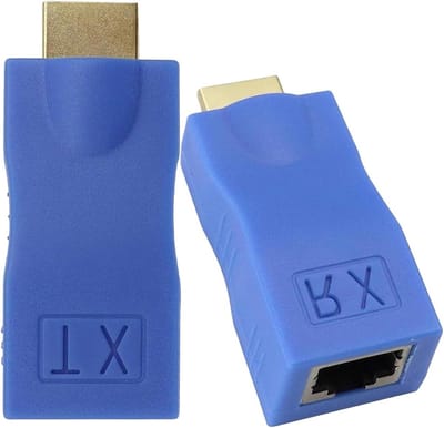 Audio Video Adapter - Signaal Verlenging - HD Beeld Delen - Verbeterde Signaal Prestaties - 30 Meter Bereik - Blauw
