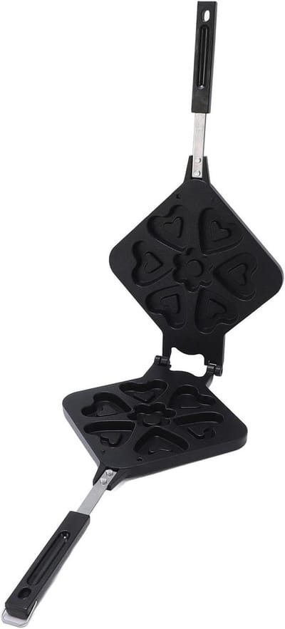 Wafelijzer Hartvorm - Wafelpan Ontbijt - Ontbijt Maken - Dubbelzijdig Koken - 24 x 44 cm - Grijs