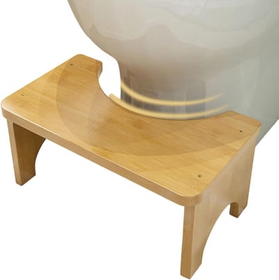 Houten Toiletkruk - Houten Opstapje - Badkamer Hulp - Antislip Ontwerp - 37x20x17cm - Houtkleur
