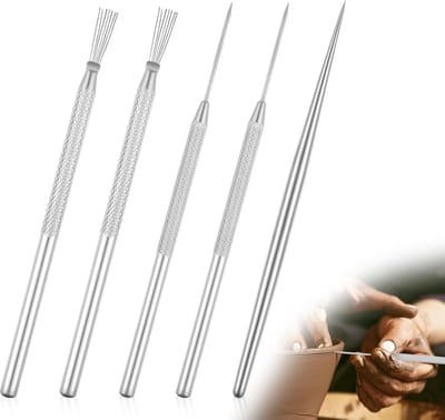 Detailgereedschap Set - Klei Naaldgereedschap - Keramiek Modelleren - Roestvrij Staal - 5 Stuks - Zilver