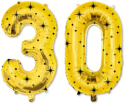 LUQ – Folieballonnen Cijfer 30 – Goud-Zwart – Verjaardag Decoratie – Cijfer Ballon – Feest Versiering – Helium Geschikt