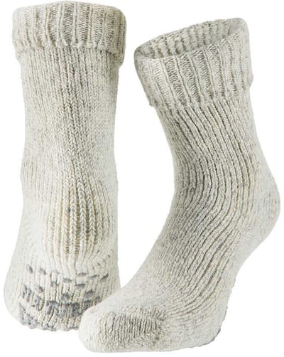 Apollo huissokken/slofsokken - Anti-slip - schapenwol - volwassenen - lichtgrijs - warme wintersokken 43-46