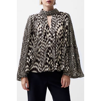 French Connection Fern Arie Pleated Ella Ggt Top Classic Cream/blacko Size: XS | Blouses Outlet | Dames | Zwart