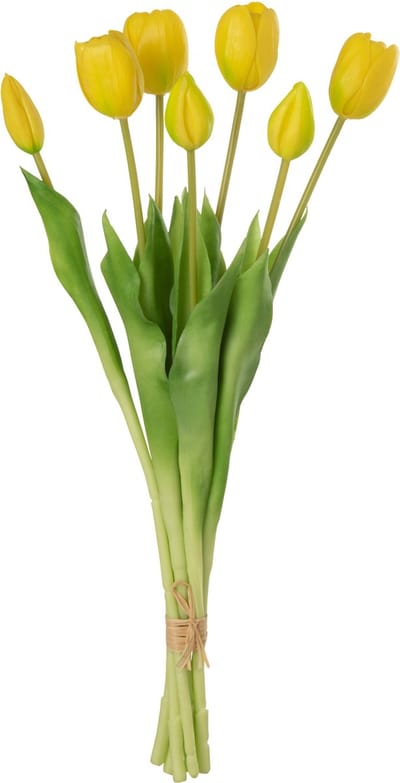 J-Line boeket Tulpen 7 stuks - kunststof - geel - large